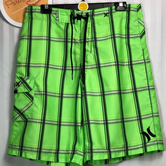Hurley Other - HURLEY Swim / Board Shorts Green n BLK Sz 32 EUC